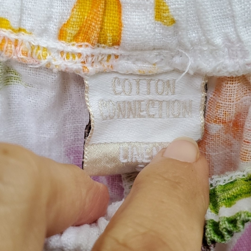 Cotton Connection linen floral crop pants small - Picture 3 of 5